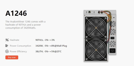 85TH/S Sha-256 A1246 Avalon Miner 75dB 3420 vatios